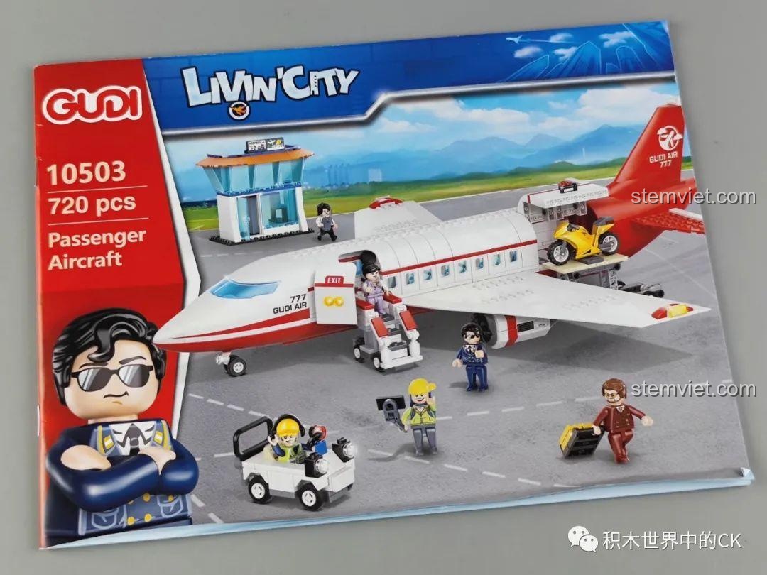 Sách hướng dẫn lắp ráp chi tiết của bộ đồ chơi xây dựng Sân bay mini 10503, hình ảnh minh họa rõ ràng, dễ hiểu.