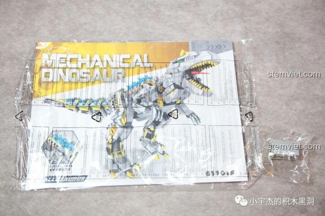 Sách hướng dẫn lắp ráp và bộ đèn LED của mô hình Robot Khủng Long Allosaurus cho trẻ em 6+.