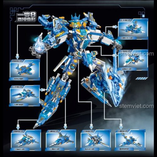 Đồ chơi lắp ráp SEMBO 103335 Cơ Giáp Triệu Vân với khả năng biến hình 8 kiểu độc đáo, phát triển tư duy sáng tạo cho bé trai.
