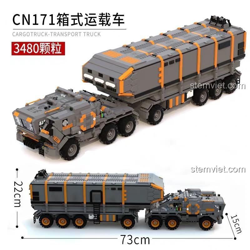 bộ xếp hình Xe Tải Hộp The Wandering Earth, kích thước mô hình lớn 73cm, 3480 hạt (lưu ý số hạt thực tế 3712), đồ chơi mô hình xe tải The Wandering Earth, giá trị cao cho bé trai 6 tuổi.
