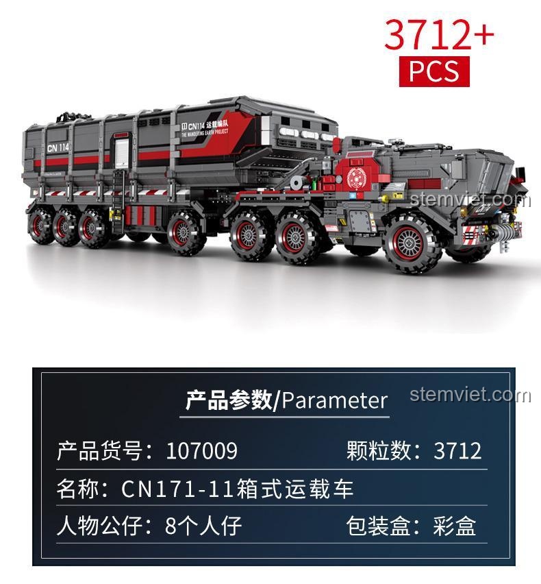 đồ chơi lắp ráp 107009, 3712 mảnh ghép, đồ chơi mô hình xe tải khổng lồ, phù hợp bé trai 6 tuổi, giá tiết kiệm.