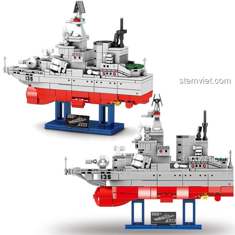 Kích thước chi tiết của đồ chơi mô hình tàu khu trục lớp Sovremenny Sembo 202039 và vỏ hộp. Món quà ý nghĩa cho bé trai.