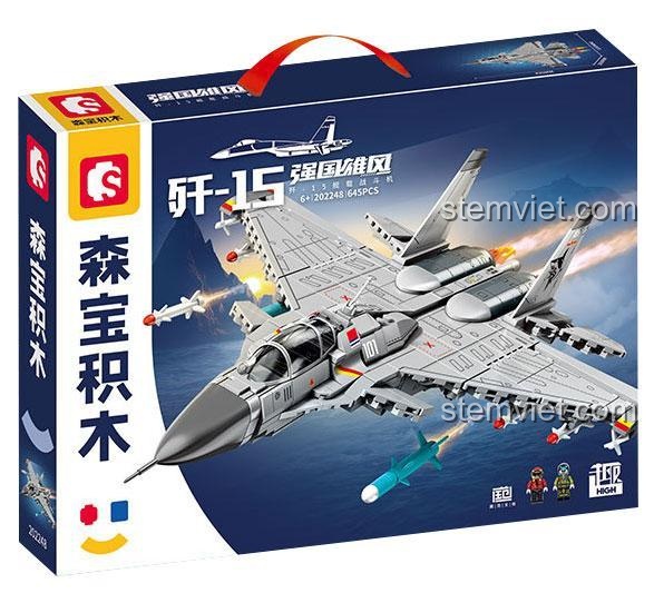 Hộp sản phẩm bộ lắp ráp Tiêm kích hạm J-15 Sembo 202248, món quà giá rẻ cho bé trai yêu thích máy bay quân sự.