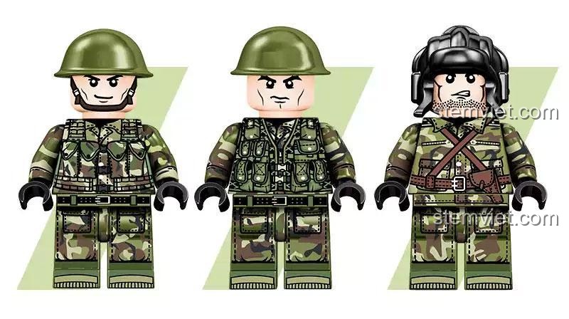 3 minifigure lính tăng đi kèm bộ đồ chơi SEMBO 203105 Xe tăng Type 59, tăng cường trải nghiệm chơi nhập vai cho bé trai.