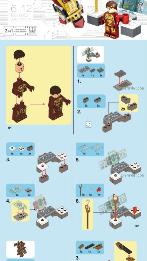 Người Sắt Hulkbuster MK42 SEMBO 60021 hướng dẫn lắp ghép SEMBO 60021 Robot Hulkbuster