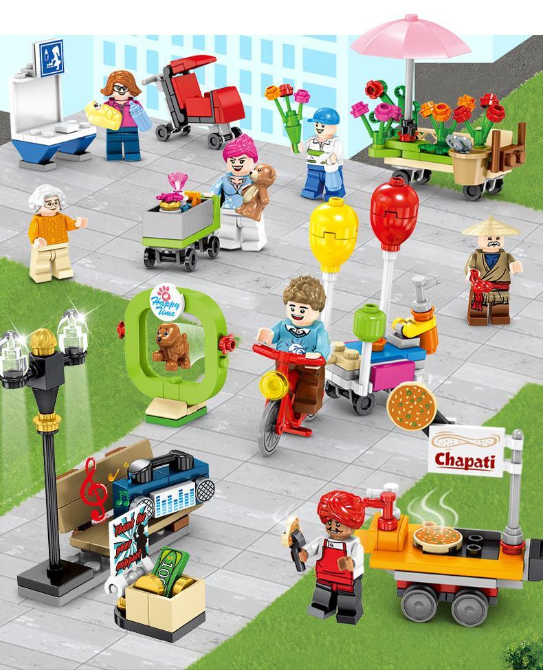 Bộ lắp ráp Minifigures thành phố Sembo 601050-4, đồ chơi mô hình cuộc sống thành thị sôi động cho bé trai và bé gái 6 tuổi, giá rẻ.