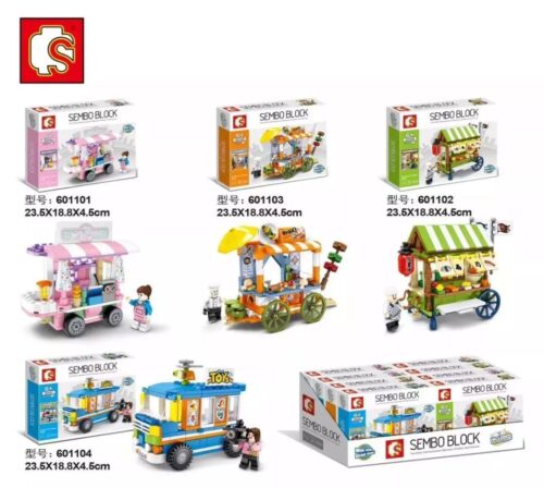 Tổng quan bộ lắp ráp Sembo 601102 xe bán sushi dạo và các mẫu xe bán hàng rong khác trong series. Đồ chơi cho bé gái 6 tuổi giá rẻ.