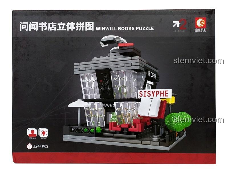 Hộp sản phẩm bộ đồ chơi SEMBO 601151 Hiệu sách Winwill Books, 324 mảnh ghép, phù hợp cho trẻ 6 tuổi, giá tiết kiệm.