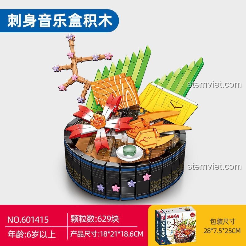 Kích thước mô hình Hộp nhạc Sashimi SEMBO 601415, đồ chơi mô hình Sashimi Nhật Bản chi tiết cao, phù hợp bé gái 6 tuổi.