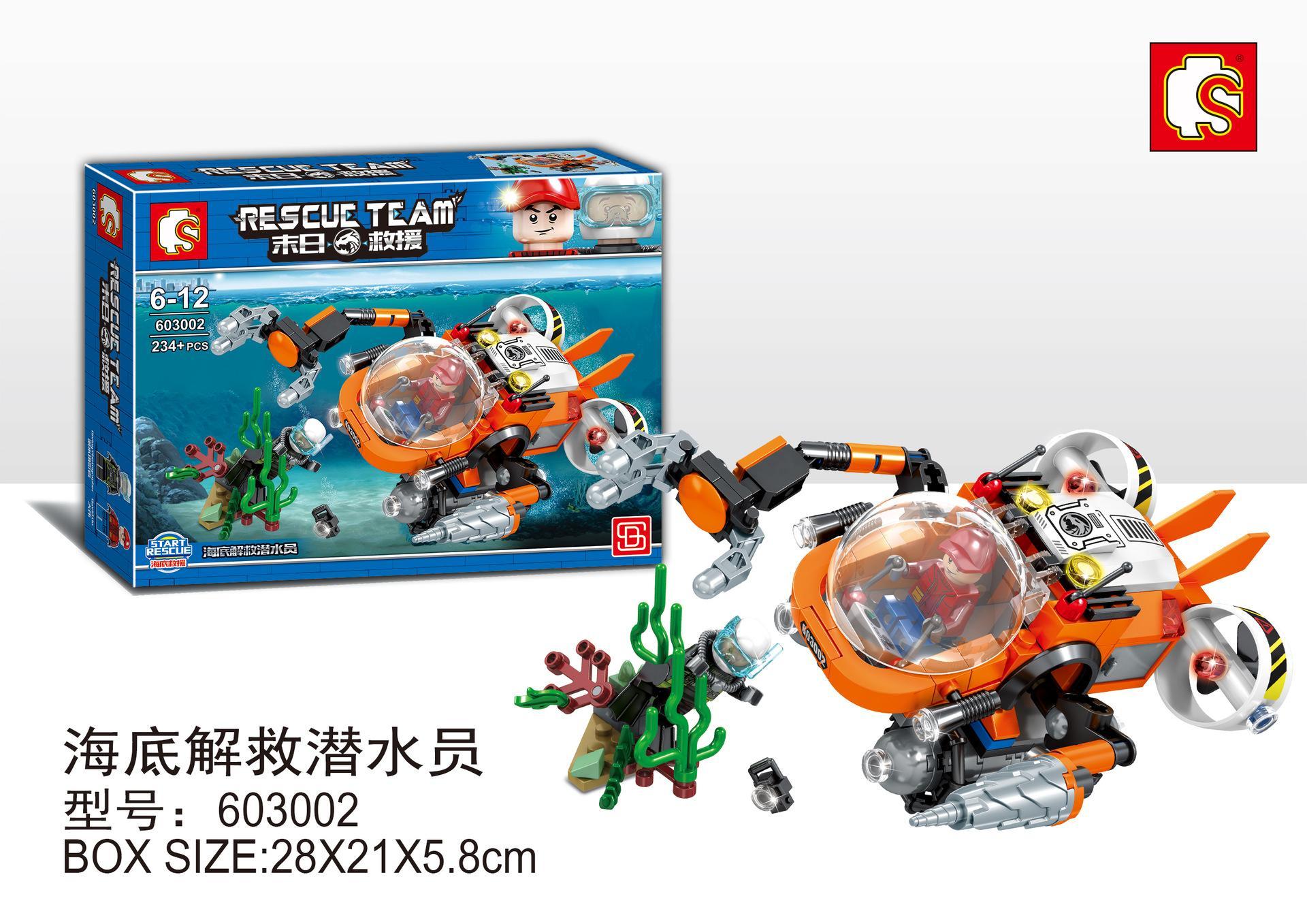 Bộ lắp ghép SEMBO 603002 Tàu Cứu Hộ Biển Sâu giá tốt, hộp sản phẩm cho bé trai 6 tuổi khám phá đại dương.