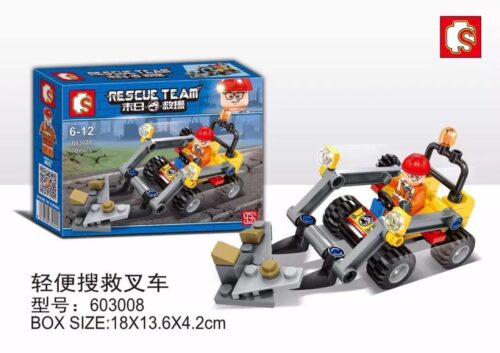 Bộ lắp ráp Xe nâng cứu hộ Sembo 603008 giá rẻ cho bé trai 6 tuổi. Đồ chơi mô hình xe công trình cứu hộ gồm 70 chi tiết.