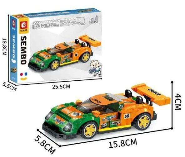 Mô hình lắp ráp Sembo 607091 xe đua thể thao màu cam xanh, bộ đồ chơi 185 mảnh cho bé trai 6 tuổi, giá rẻ.