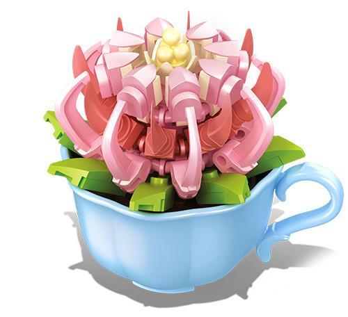 Bộ lắp ghép Chậu Hoa Xếp Hình SEMBO 611046 màu hồng xanh, đồ chơi mô hình chậu hoa xếp hình cho bé gái 6 tuổi, quà tặng giá tốt.