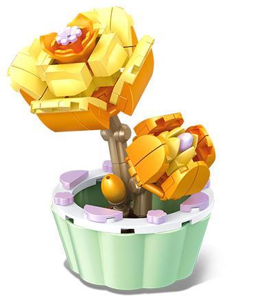 Bộ đồ chơi Hoa Hồng Vẹt Vàng SEMBO 611048, đồ chơi lắp ráp chậu hoa hồng đáng yêu cho bé gái 6 tuổi, món quà tặng độc đáo giá tốt.