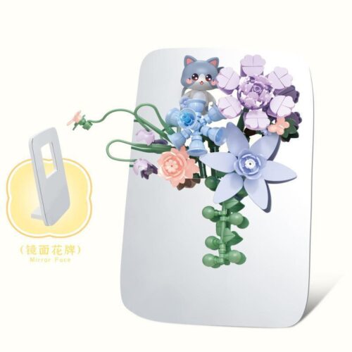 Bộ lắp ghép Sembo 611084 Gương hoa mèo con mộng mơ, đồ chơi trang trí bàn học cho bé gái 10 tuổi.