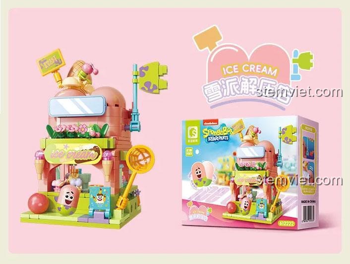 đồ chơi lắp ráp Cửa hàng kem Tuyết Giải Tỏa Áp Lực, mô hình cửa hàng kem Spongebob cho bé 6 tuổi, chất lượng cao.