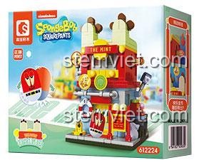 Hộp đồ chơi lắp ghép SEMBO 612224 Cửa hàng The Mint Spongebob, mô hình Spongebob chất lượng tốt, phù hợp bé 6 tuổi.