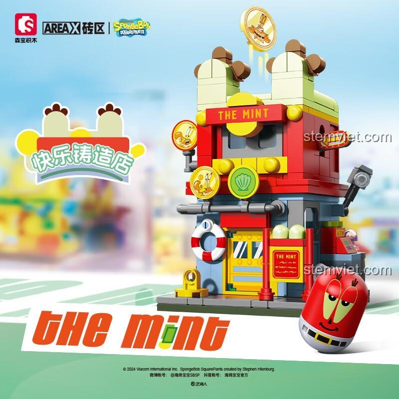 Mô hình SEMBO 612224 Cửa hàng The Mint Spongebob với logo chính hãng, đồ chơi xây dựng cho bé trai bé gái, giá tiết kiệm.
