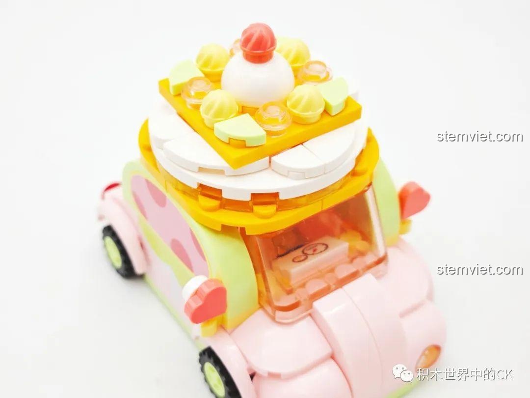 Cận cảnh đồ chơi lắp ráp Xe Bánh Cuộn Matcha, đồ chơi mô hình Xe Kem Matcha cho bé gái 6 tuổi