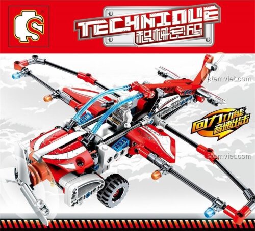 đồ chơi lắp ráp SEMBO 701301 Máy bay kéo lùi, hộp sản phẩm có động cơ kéo lùi mạnh mẽ, cho bé trai 6 tuổi