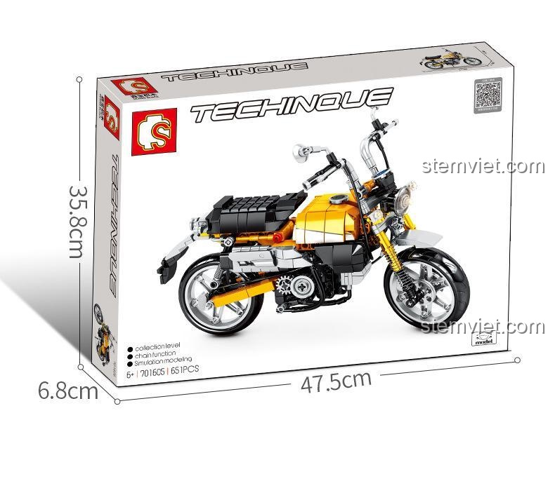 Hộp sản phẩm bộ xếp hình Sembo 701605 Xe khỉ Honda, món quà lý tưởng cho các bé trai.