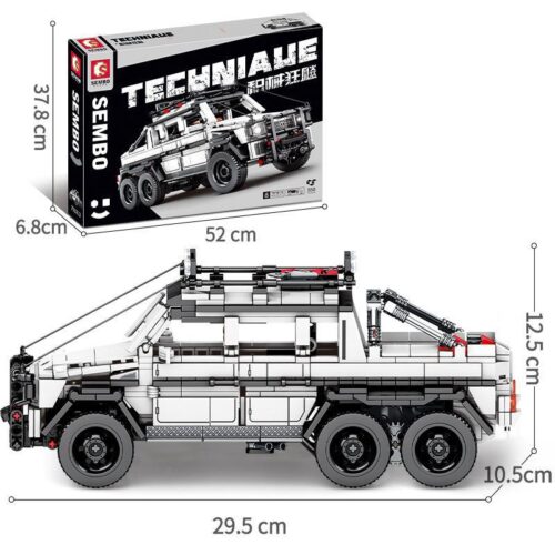 Bộ lắp ráp SEMBO 701813 Xe Mercedes-Benz G63 AMG 6x6 Động Cơ Kéo Lùi, mô hình xe off-road chân thực cho bé trai 6 tuổi, giá tốt.