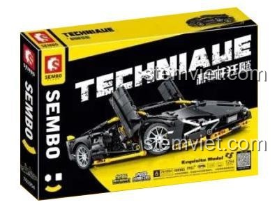 Hộp bộ lắp ráp Lamborghini Sián FKP 37 Sembo 701954 màu vàng đen, thể hiện mô hình siêu xe điều khiển từ xa, 1254 mảnh ghép, phù hợp bé trai 6 tuổi, giá tiết kiệm.