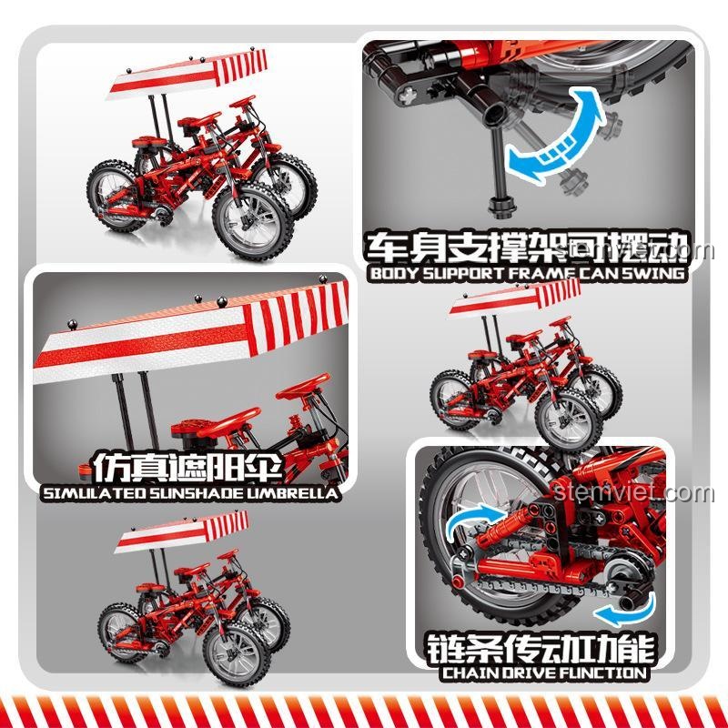 Mô hình xe đạp có mái che độc đáo lắp từ 2 bộ Sembo 703302.