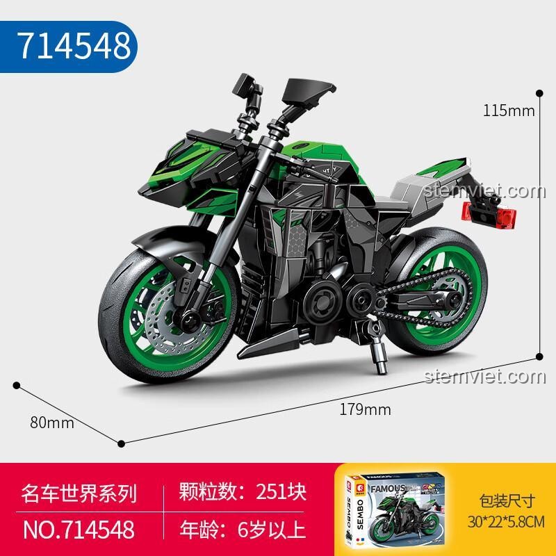Xe mô tô BK2 714548, bộ lắp ráp SEMBO 714548, hộp sản phẩm mô tô BK2, đồ chơi lắp ráp SEMBO cho bé trai 6 tuổi, chất lượng cao