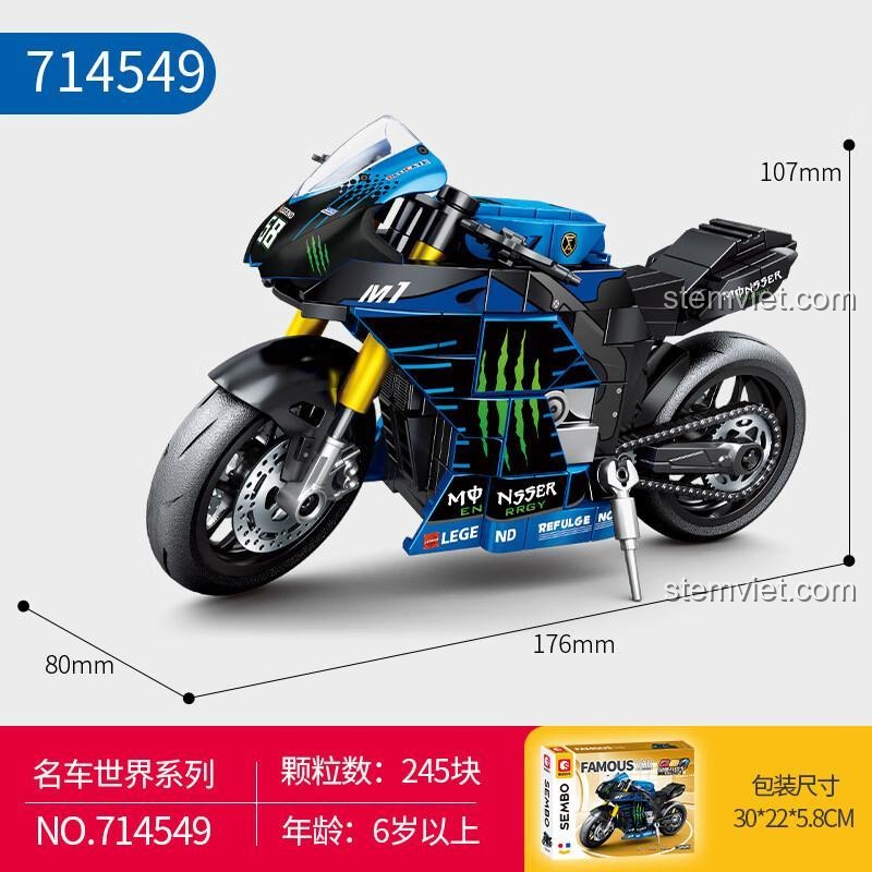 Đồ chơi mô hình Mô tô BK2 SEMBO 714549 chi tiết lắp ráp xe mô tô đua cho bé trai 6 tuổi