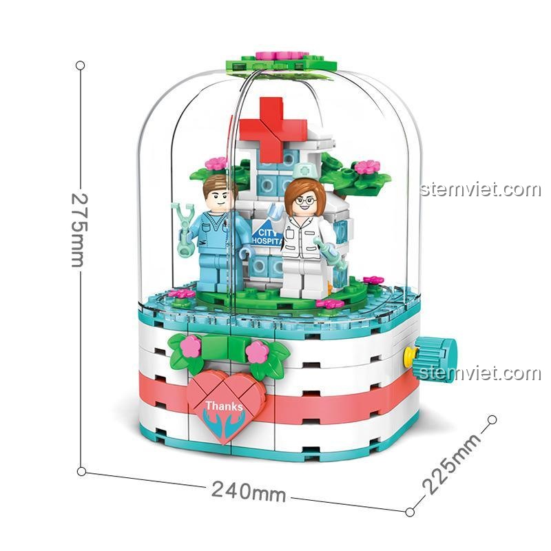 Mô Hình Bệnh Viện SEMBO Block 601100 kích thước chi tiết, đồ chơi mô hình chất lượng cao cho bé gái 6 tuổi