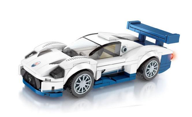 Mô hình đồ chơi lắp ráp Sembo Block 607025 siêu xe đua Maserati MC12 màu trắng xanh dương, một lựa chọn giá tốt cho bé trai 6 tuổi.
