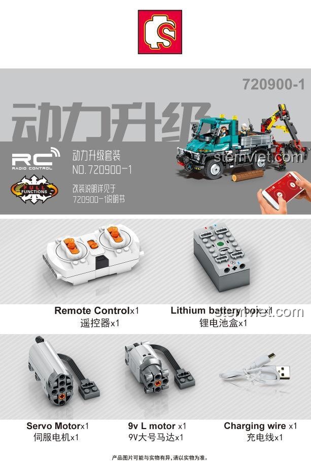 Bộ nâng cấp điều khiển từ xa (RC) cho đồ chơi mô hình SEMBO Block 720900 Xe tải Unimog U400, nâng cao khả năng tương tác