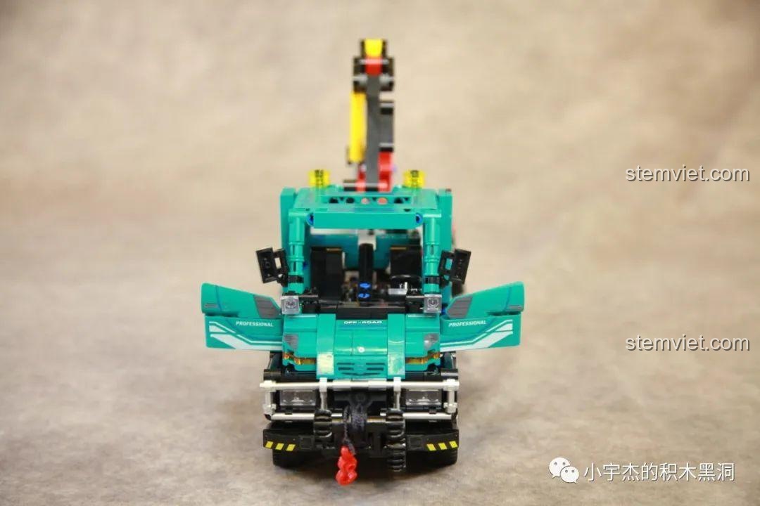 Tính năng tời kéo phía trước của đồ chơi mô hình SEMBO Block 720900 Xe tải hạng nặng Unimog U400, đồ chơi kỹ thuật cho bé trai