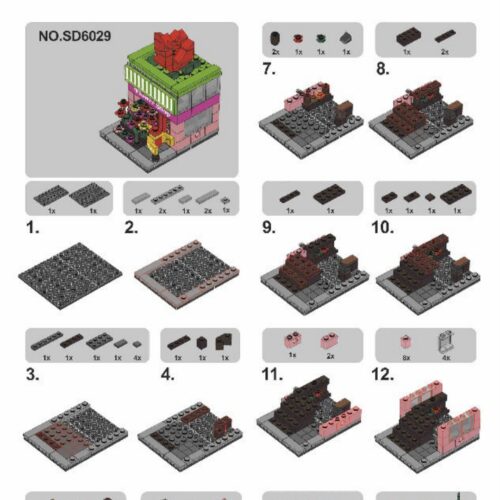 Cửa hàng hoa mini Sembo Block SD6029 hướng dẫn lắp ghép Sembo Block 6029 Mô hình cửa hàng hoa