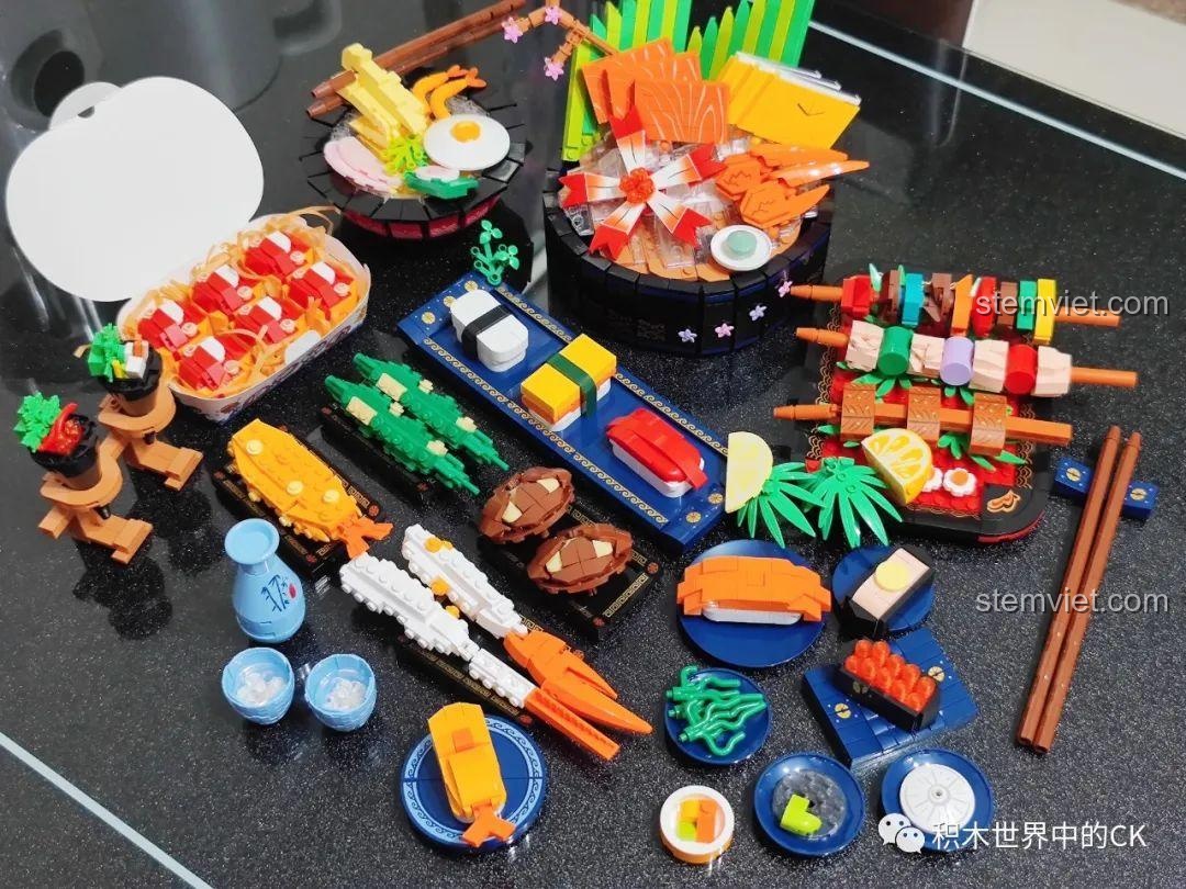 Toàn cảnh các món ăn nhẹ phong cách Nhật từ bộ đồ chơi lắp ráp SEMBO 601414.
