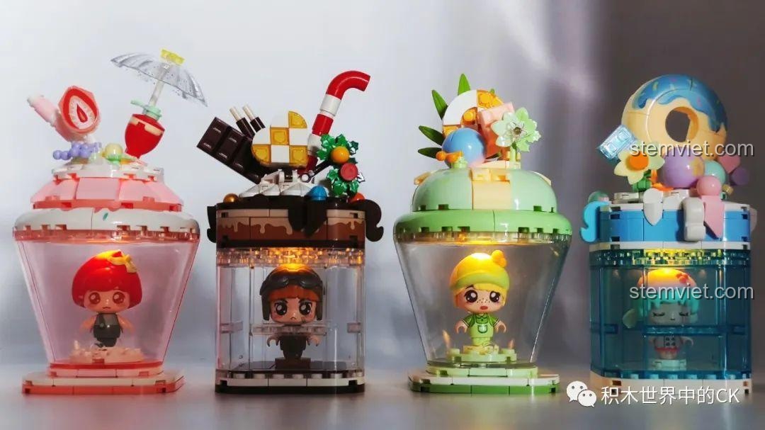 Ảnh 4 mô hình SEMBO Candy Planet phát sáng với đèn LED, tạo hiệu ứng ánh sáng đẹp mắt. Đồ chơi có đèn LED cho trẻ em.