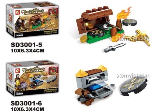 Tổng hợp các mẫu đồ chơi mô hình Phụ kiện hiệp sĩ SEMBO Ghost Tribes, bao gồm cả bộ xếp hình Kho báu hiệp sĩ SD30015.