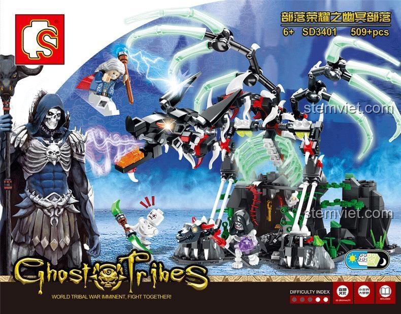 Hộp đồ chơi xếp hình Sembo SD3401 Lăng Mộ Rồng Xương, quà tặng hấp dẫn cho bé trai.