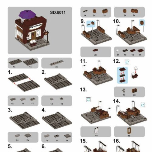 Cửa hàng kem Häagen-Dazs Sembo SD6011 sách lắp ghép Sembo 6011 Tiệm kem Häagen-Dazs