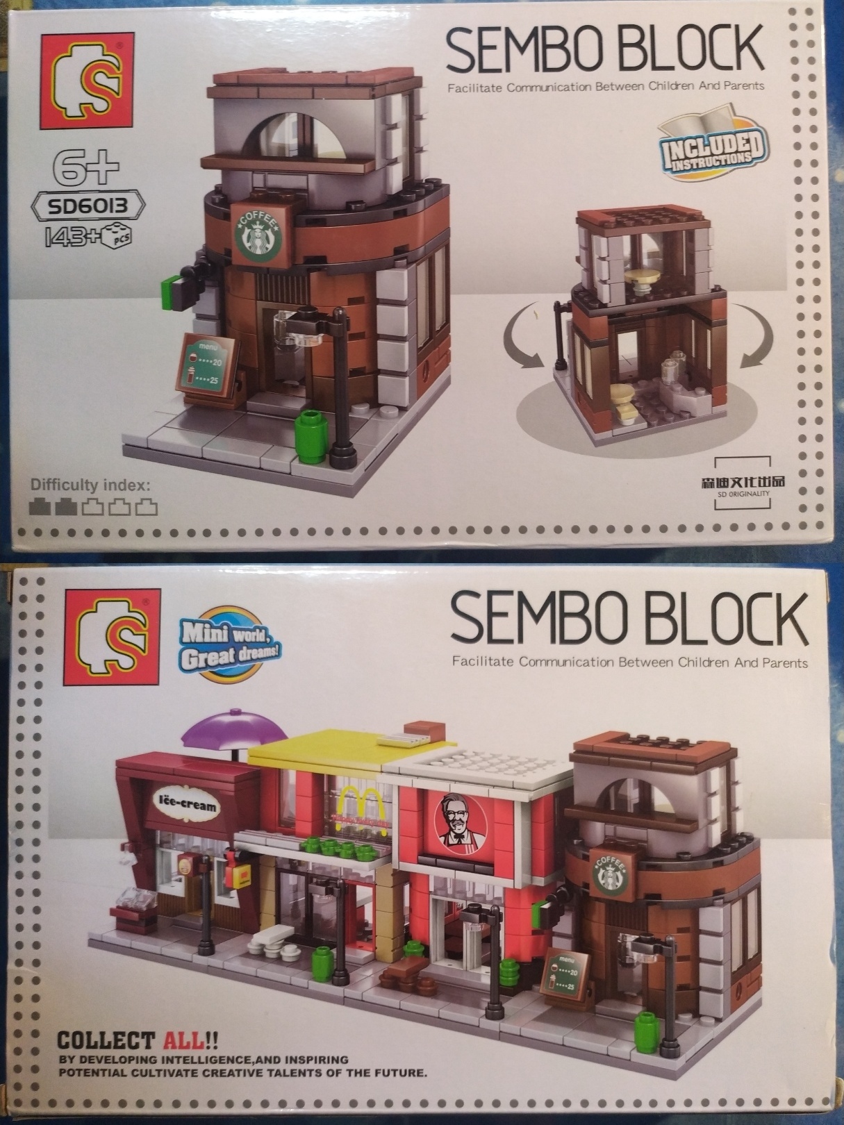 Hộp sản phẩm bộ lắp ghép Tiệm Cà Phê SEMBO SD6013, mô hình quán cà phê mini cho bé gái 6 tuổi, giá rẻ.