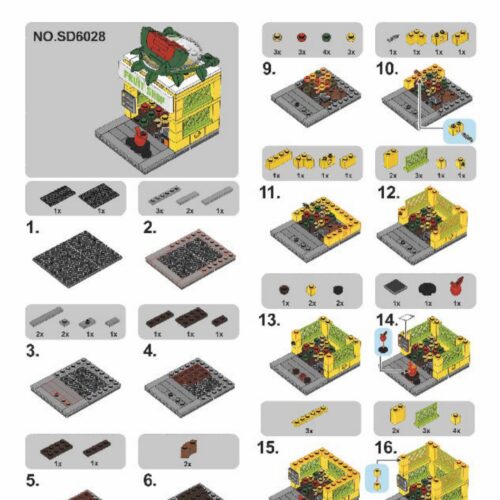 Cửa hàng trái cây mini Sembo SD6028 hướng dẫn lắp ráp Sembo SD 6028 Tiệm hoa quả