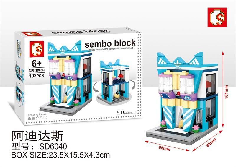 bộ lắp ghép Cửa hàng Adidas Sembo SD6040 cho bé gái 6 tuổi giá rẻ. Mô hình cửa hàng thời trang thể thao với 103 chi tiết.