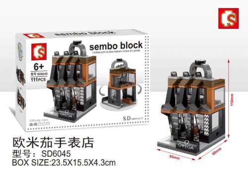 Mô hình bộ lắp ghép Cửa hàng đồng hồ Owega Sembo SD6045, 111 mảnh, dành cho con trai 6 tuổi. Giá rẻ, chất lượng tốt.