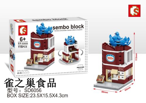 bộ lắp ghép Cửa hàng thực phẩm Nostle Sembo SD6056 cho bé gái 6 tuổi, giá rẻ. Ảnh tổng quan sản phẩm và vỏ hộp.
