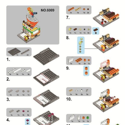 Cửa hàng Trà sữa Mini Sembo SD6069 sách hướng dẫn lắp ghép Sembo 6069 Cửa hàng đồ uống
