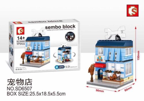 Bộ lắp ráp Cửa hàng thú cưng Sembo SD6507, mô hình mini tinh xảo có đèn LED cho con gái 14 tuổi, giá tốt.