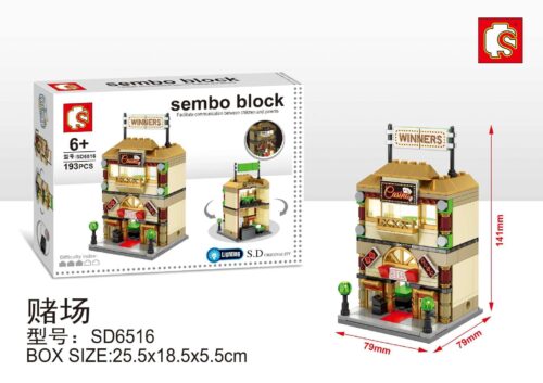 bộ lắp ghép Tòa nhà Sòng bạc Winners Sembo SD6516, đồ chơi xếp hình cho con trai 6 tuổi, giá rẻ, có đèn LED.