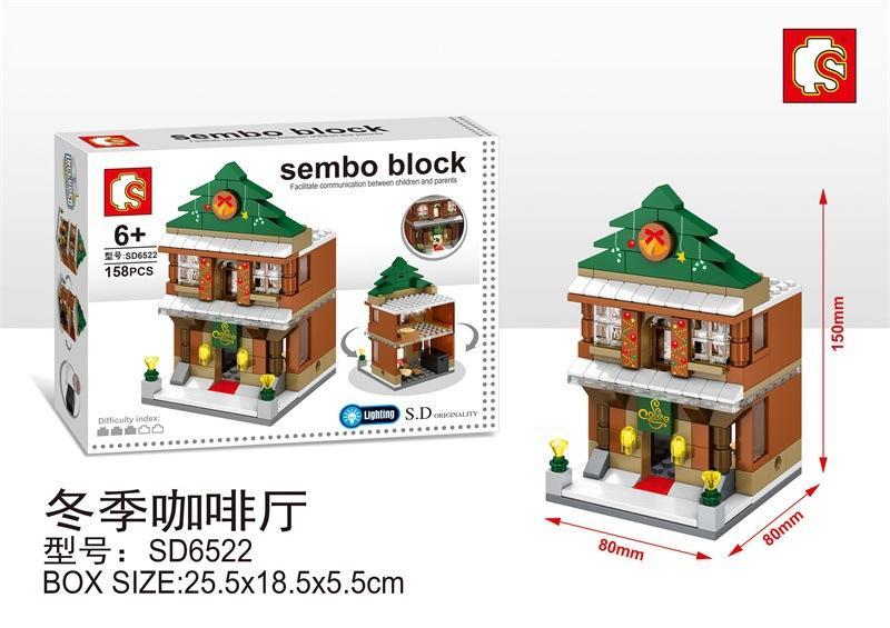 Bộ lắp ghép Quán Cà Phê Mùa Đông Sembo SD6522, đồ chơi xếp hình giá rẻ cho bé trai và bé gái 6 tuổi.
