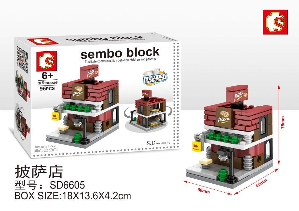 bộ lắp ghép Cửa hàng Pizza Sembo SD6605. Món đồ chơi xếp hình giá rẻ cho bé gái 6 tuổi, giúp phát triển tư duy.